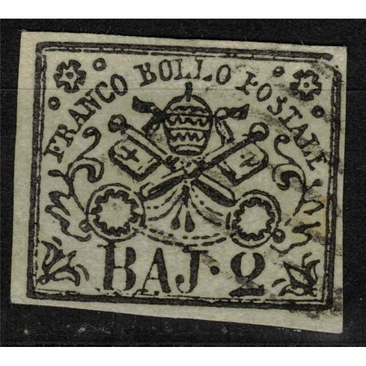 PAUL STATE 1852-64 Coat of arms (1 greyish green bajocco) us