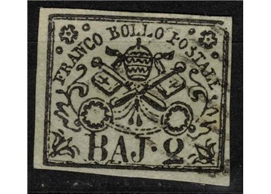 PAUL STATE 1852-64 Coat of arms (1 greyish green bajocco) us