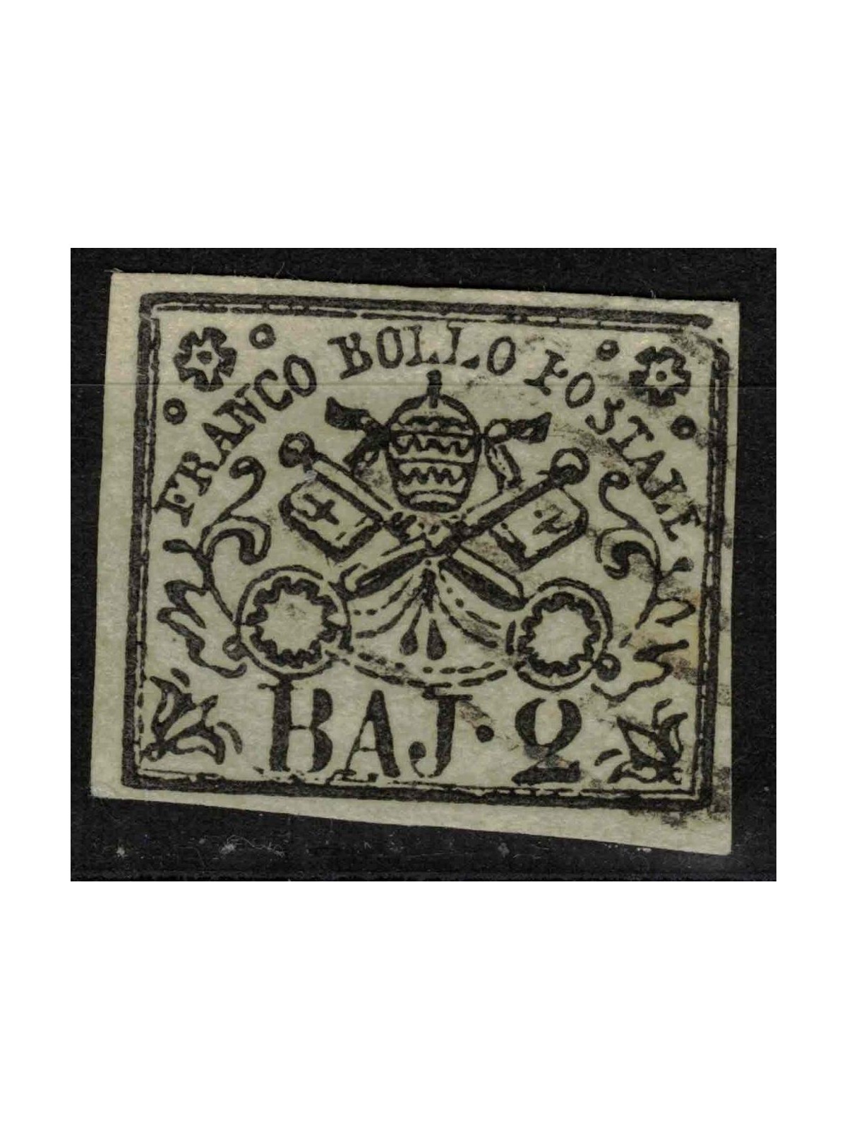 PAUL STATE 1852-64 Coat of arms (1 greyish green bajocco) us