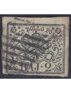 PAPAL STATE 1852-64 Coat of arms (2 olive green bajocchi) us