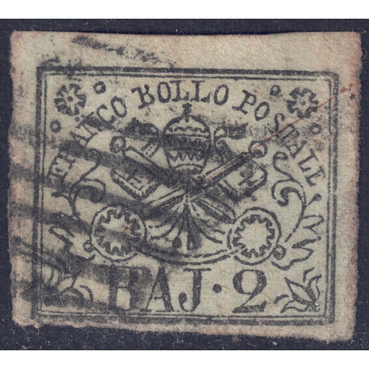 PAPAL STATE 1852-64 Coat of arms (2 olive green bajocchi) us