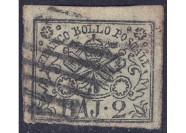 PAPAL STATE 1852-64 Coat of arms (2 olive green bajocchi) us