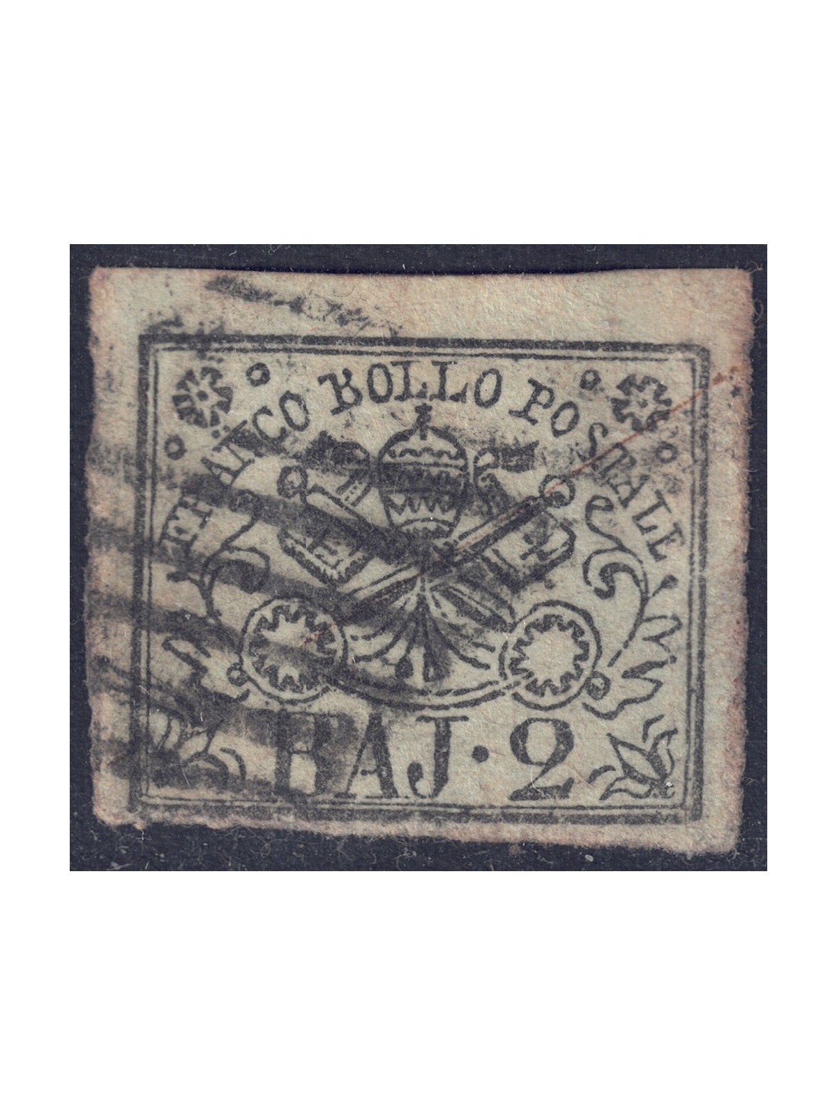 STATO PONTIFICIO 1852-64 Stemma (2 bajocchi verde oliva) us