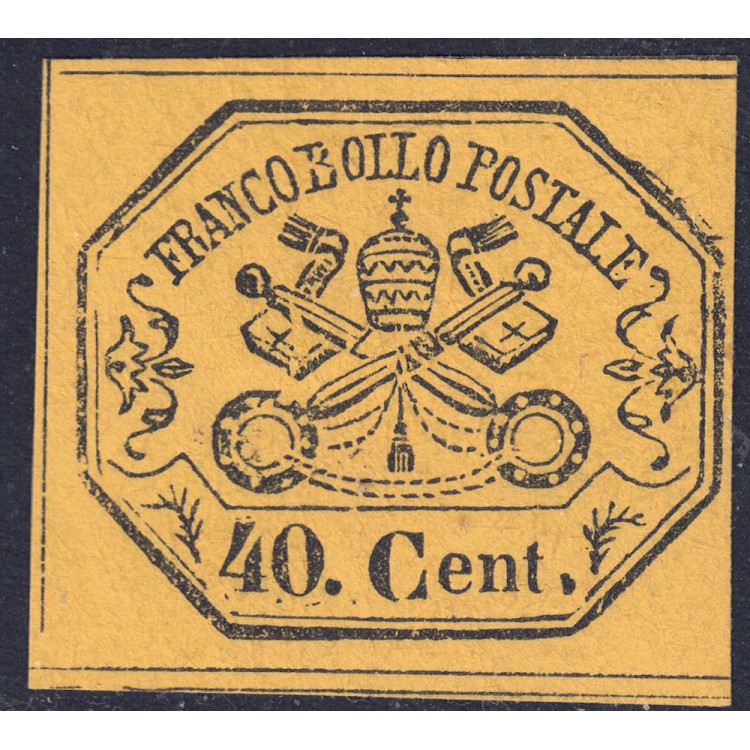 STATO PONTIFICIO 1867 Seconda emissione (40c giallo) MH*