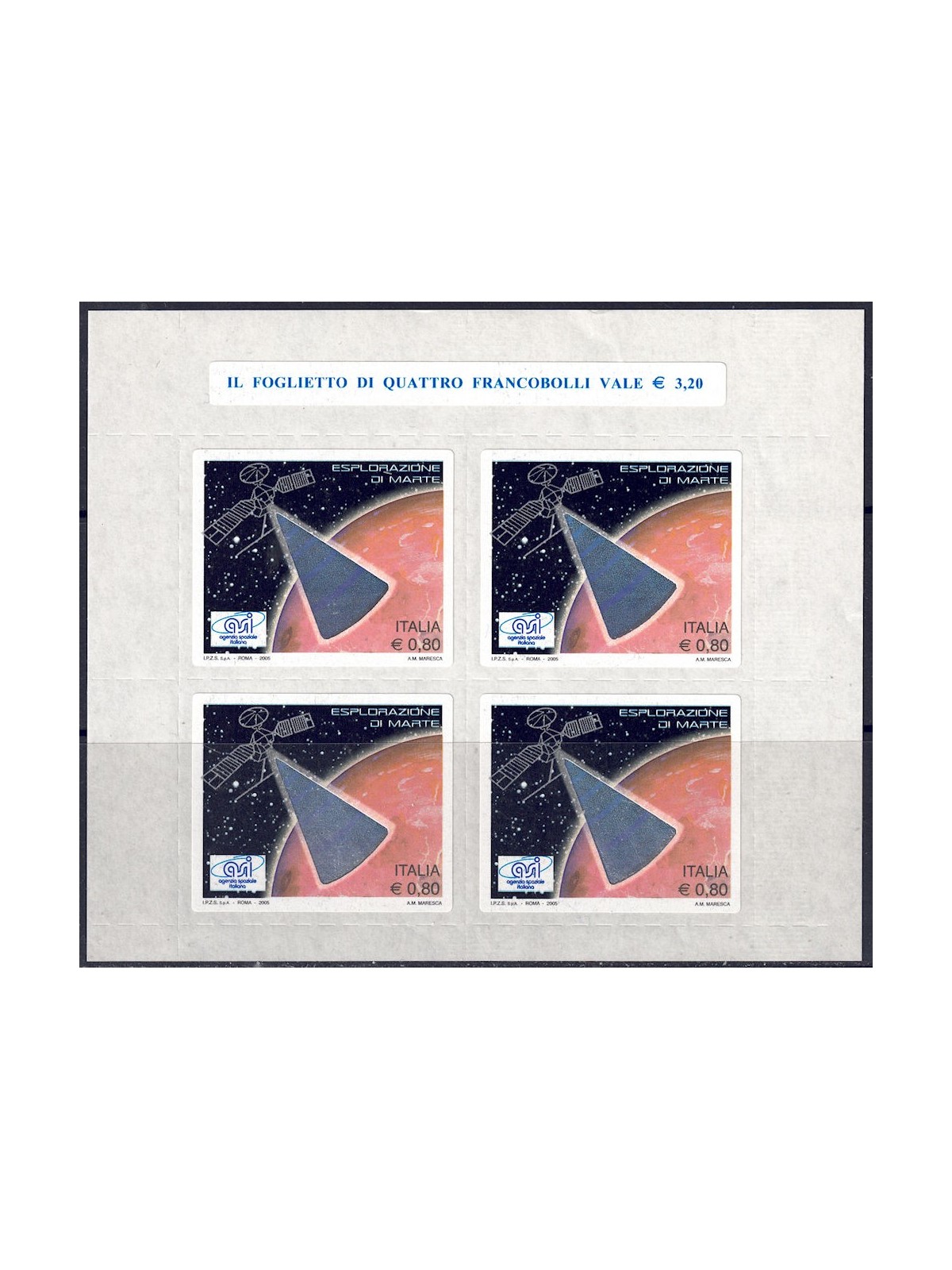 ITALIA 2005 Varietà Esplorazione di Marte BF MNH**