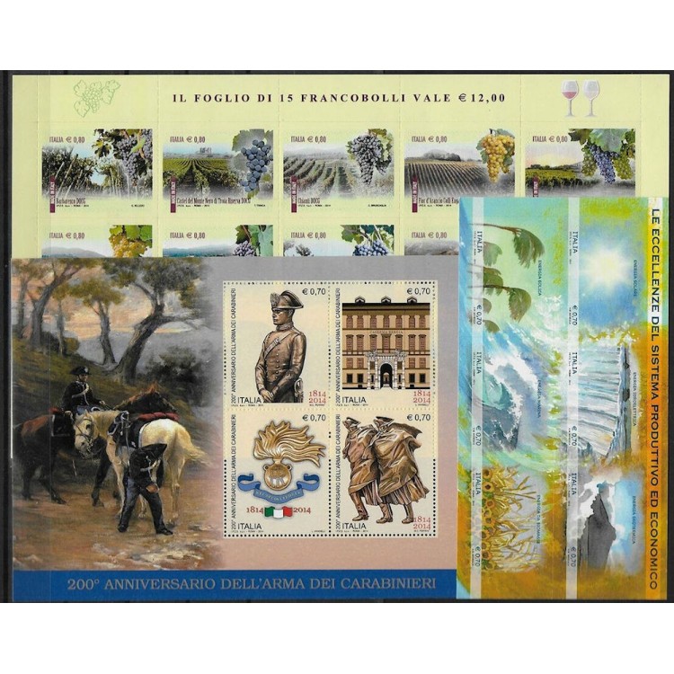 ITALIA 2014 Annata completa 64v + 3 BF MNH**