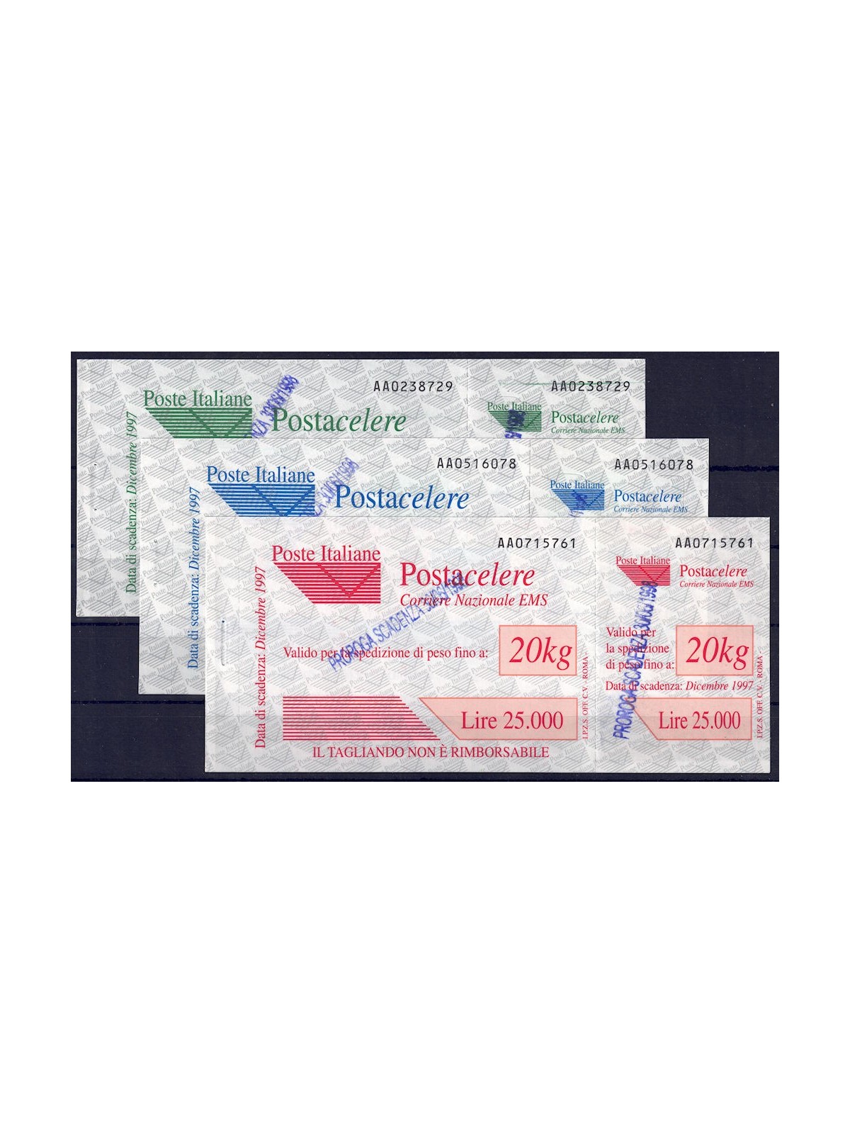 ITALIA 1998 Postacelere (30-06-1998) 3v MNH**