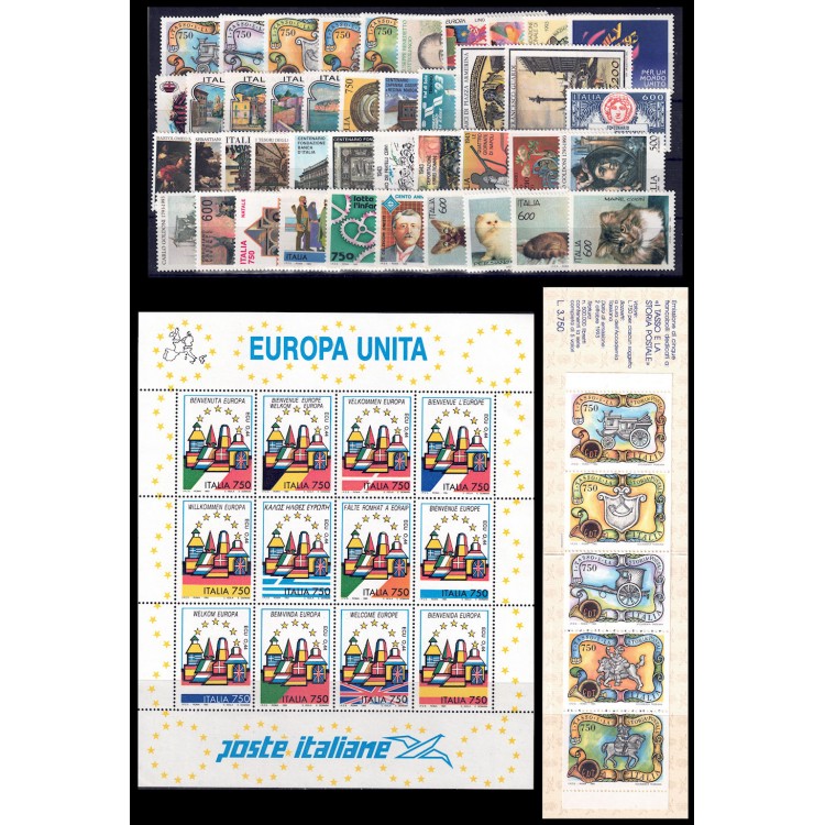 ITALY 1993 Complete Year 44v + 1 s/s + 1 booklet MNH**
