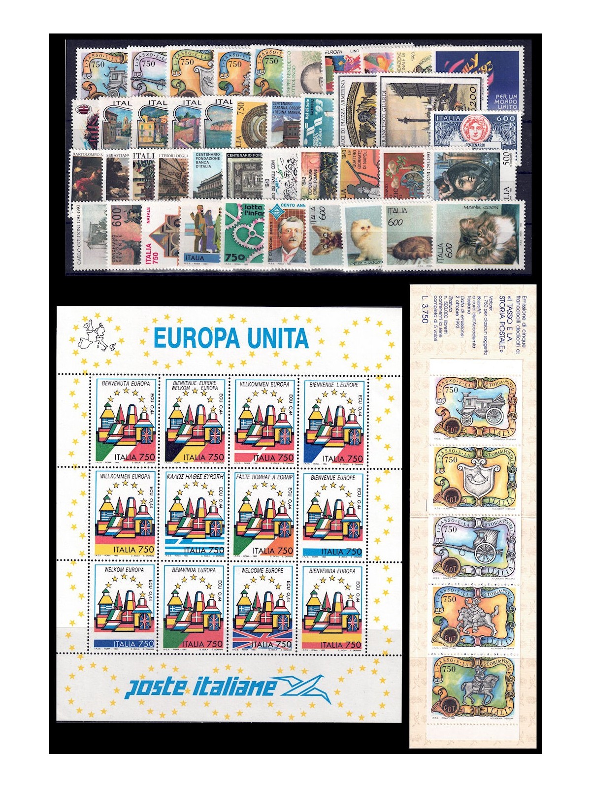 ITALIA 1993 Annata completa 44v + 1 BF + 1 LB MNH**