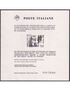 ITALY 1989 Charles Chaplin s/s MNH**
