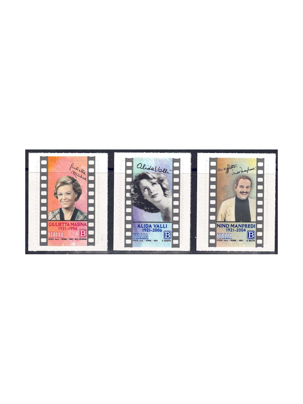 ITALIA 2021 Spettacolo (Masina, Valli e Manfredi) 3v MNH**