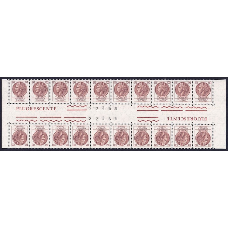 ITALY 1968 Siracusana 100£ tête-bêche (block of 20) MNH**