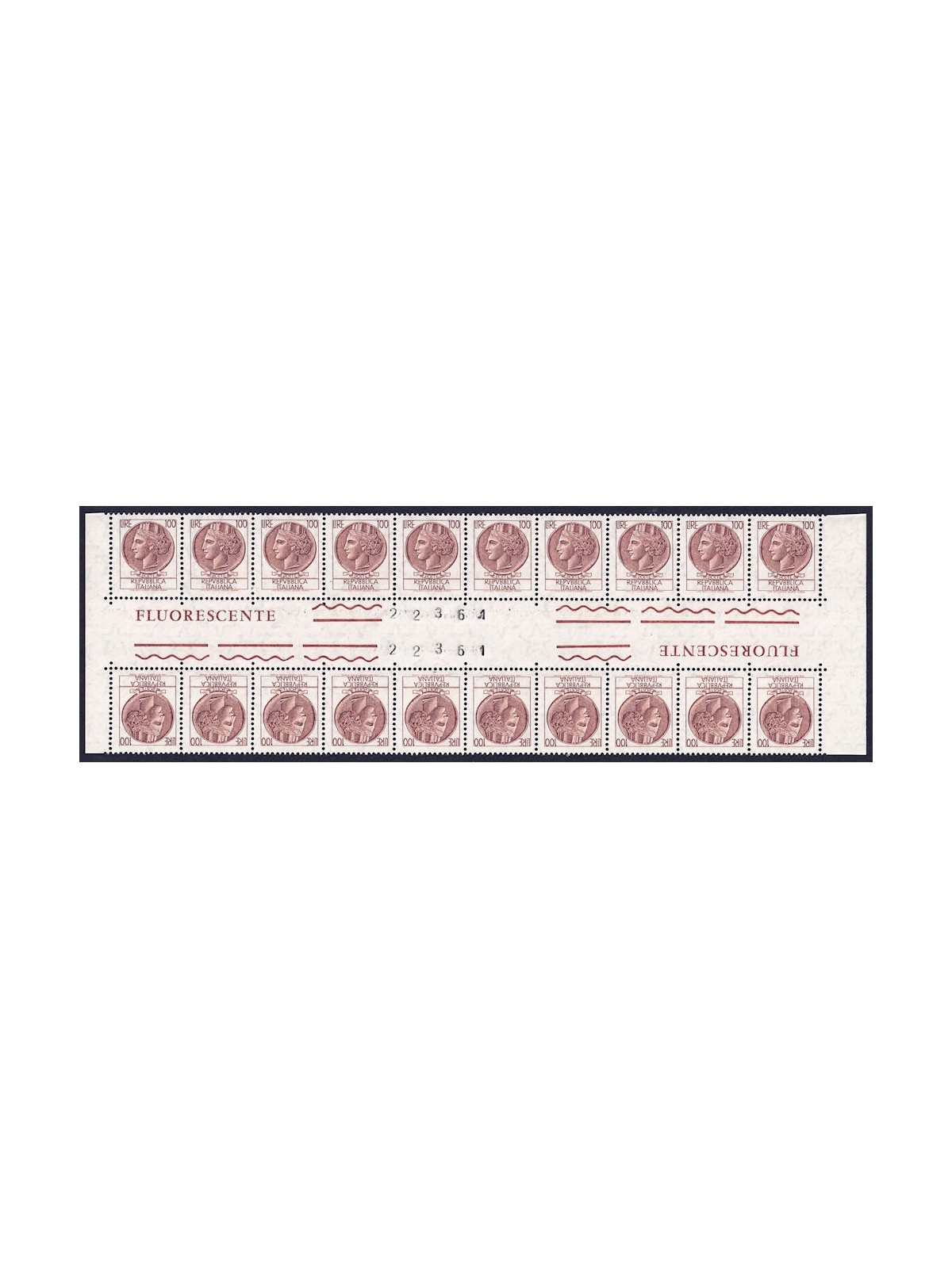 ITALY 1968 Siracusana 100£ tête-bêche (block of 20) MNH**