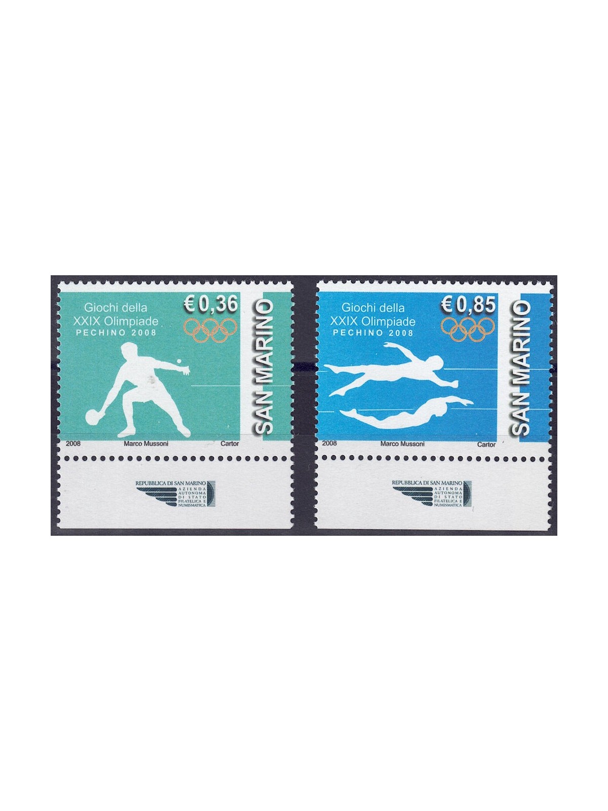 SAN MARINO 2008 Giochi Olimpici 2v MNH**