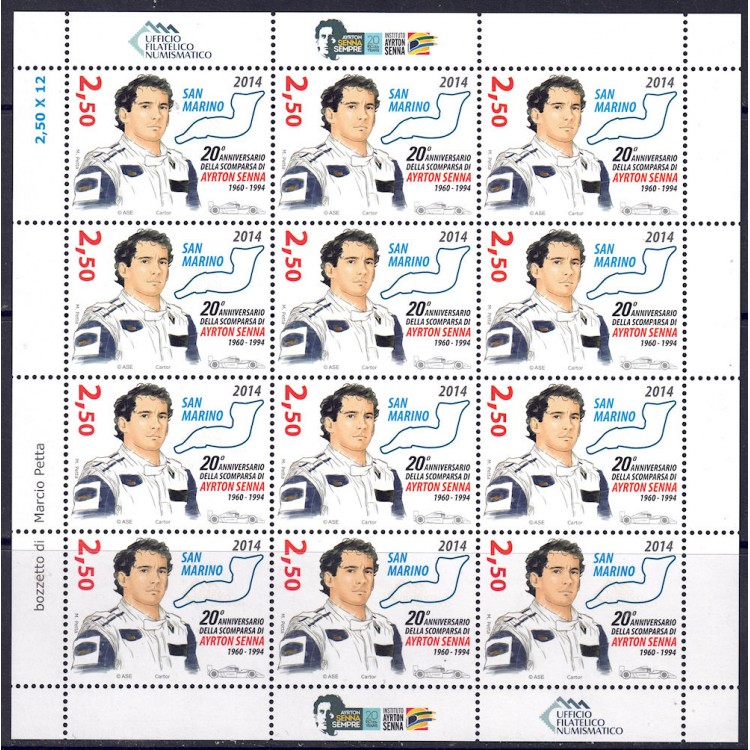 SAN MARINO 2014 Ayrton Senna m/s MNH**