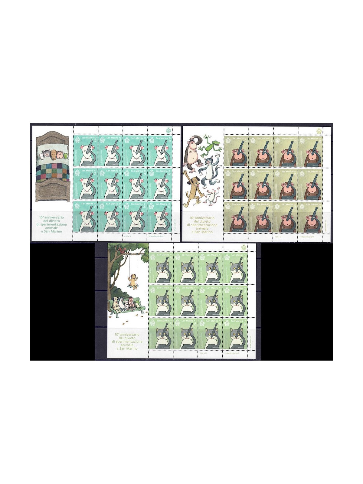 SAN MARINO 2017 Animal testing 3 m/s MNH**