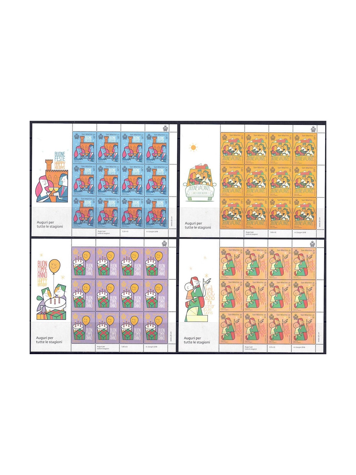 SAN MARINO 2018 Auguri per tutte le stagioni 4 MF MNH**