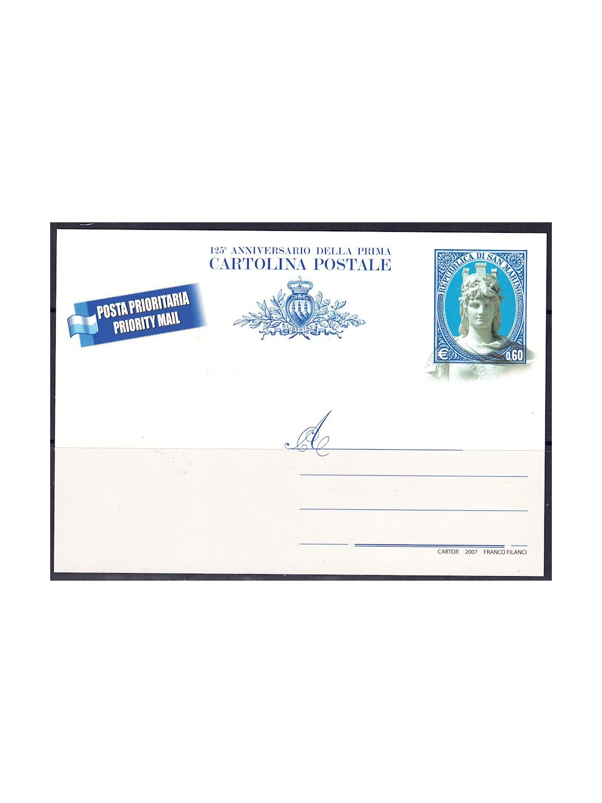SAN MARINO 2007 Libertas, Cartolina Postale nuova