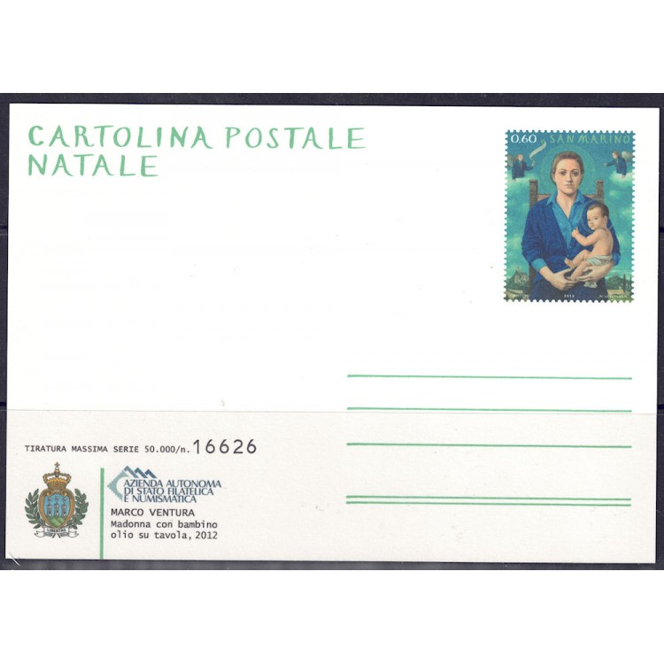 SAN MARINO 2012 Christmas, New Postcard