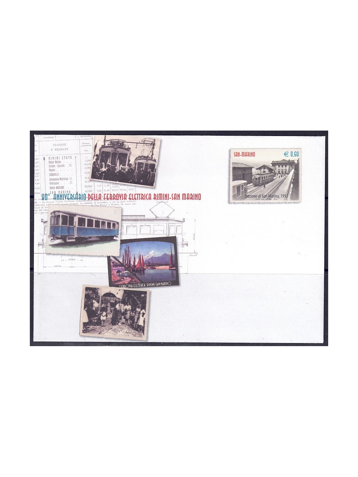SAN MARINO 2012 San Marino-Rimini Railway, New Postal Cover