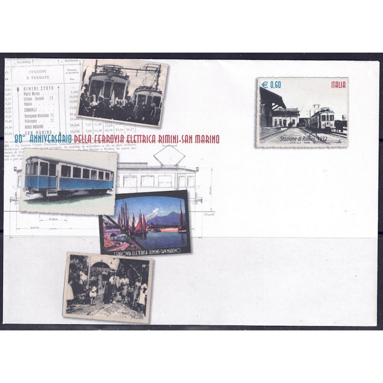 ITALIA 2012 Ferrovia Rimini-San Marino, Busta Postale nuova