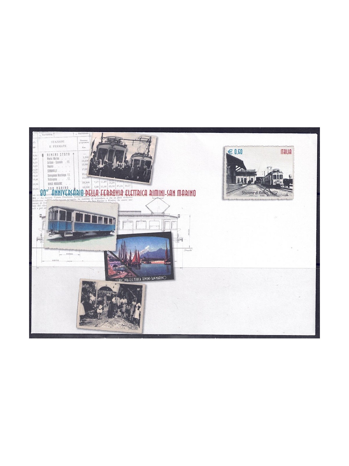 ITALY 2012 Rimini-San Marino Railway, New Postal Cover