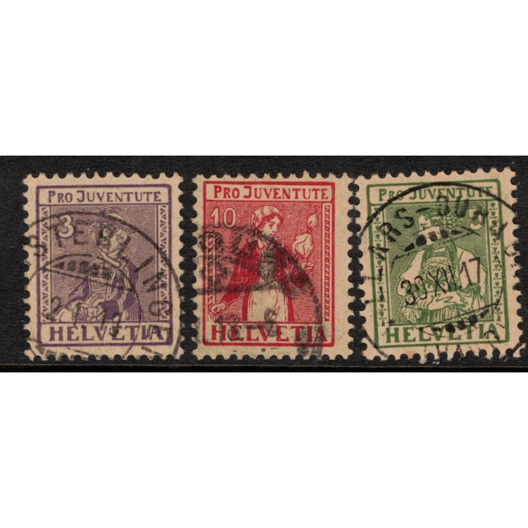 SWITZERLAND 1917 Pro Juventute 3v used