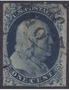 USA 1851 Benjamin Franklin (1c azzurro) us