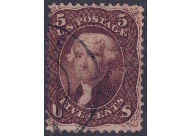 USA 1863 Thomas Jefferson (5c marrone) us