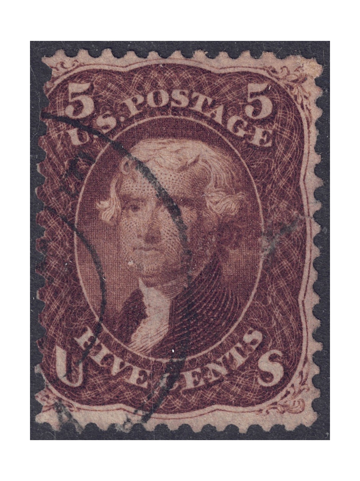 USA 1863 Thomas Jefferson (5c marrone) us