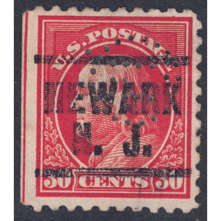 USA 1912 Benjamin Franklin (30c rosso arancio) us (perfin)