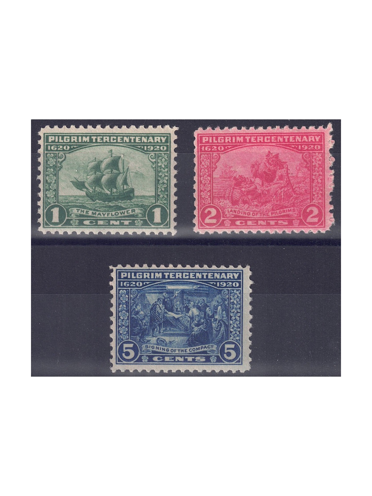 USA 1920 Landing of the Pilgrim Fathers 3v MNH**