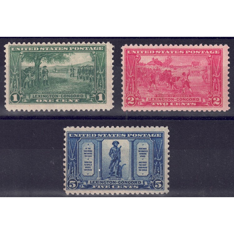 USA 1925 Battle of Lexington - Concord 3v MNH**