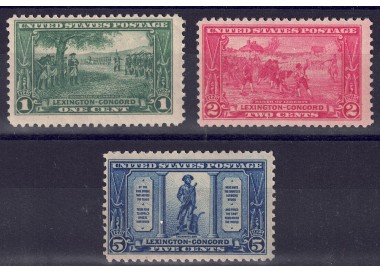 USA 1925 Battaglia Lexington - Concord 3v MNH**
