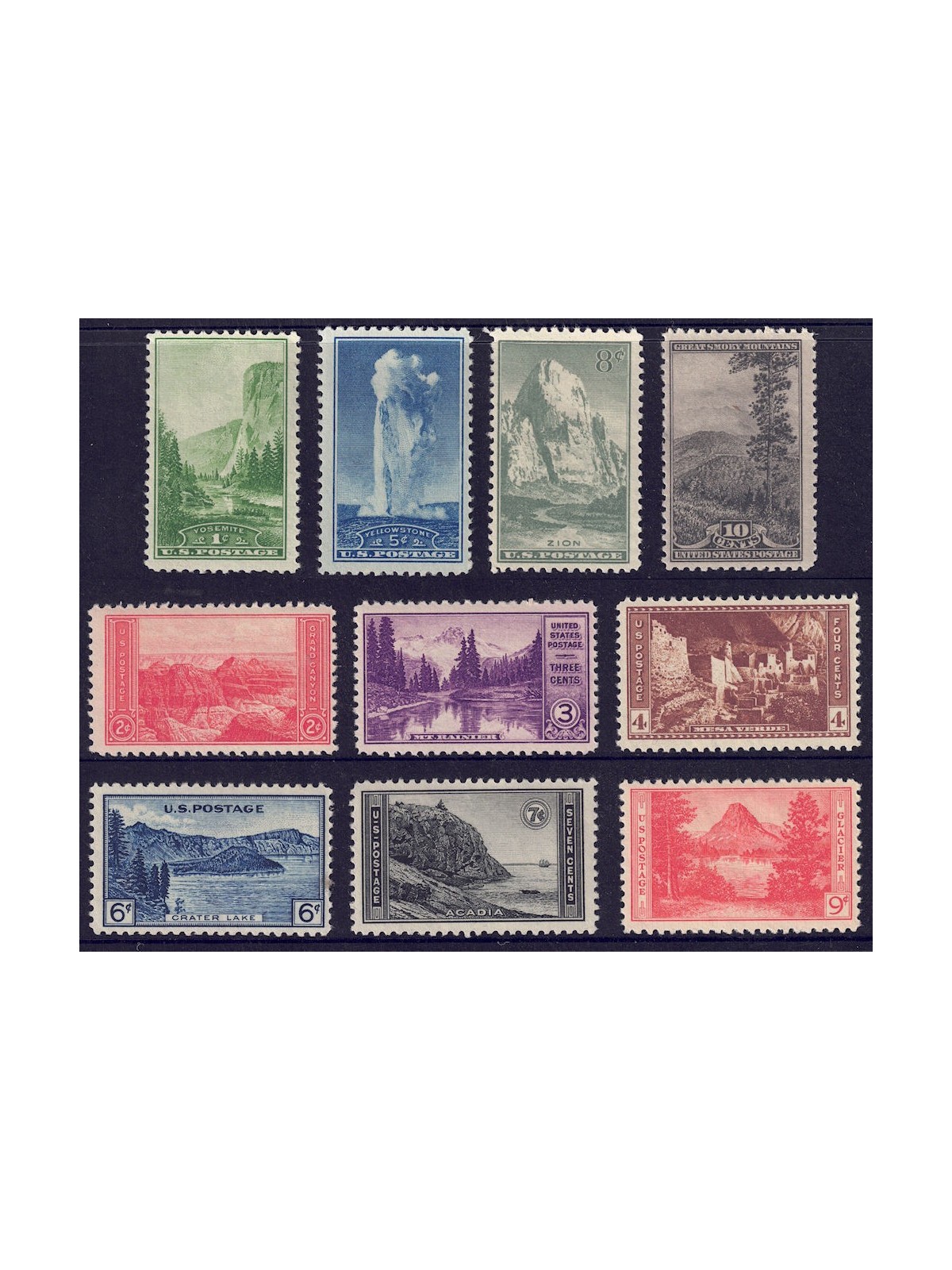 USA 1934 National Parks 10v MNH**/MH*