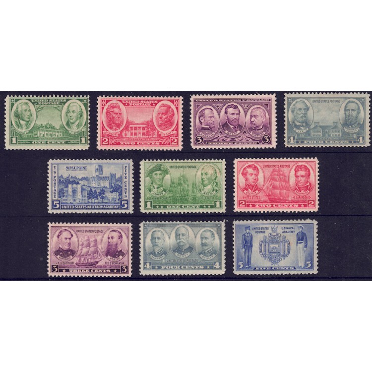 USA 1936-37 Esercito e Marina 10v MH*