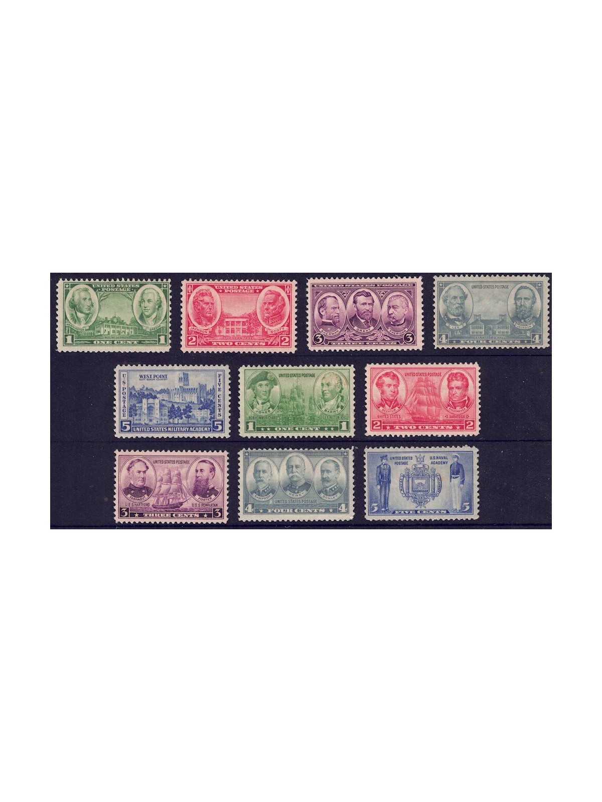 USA 1936-37 Army and Navy 10v MH*
