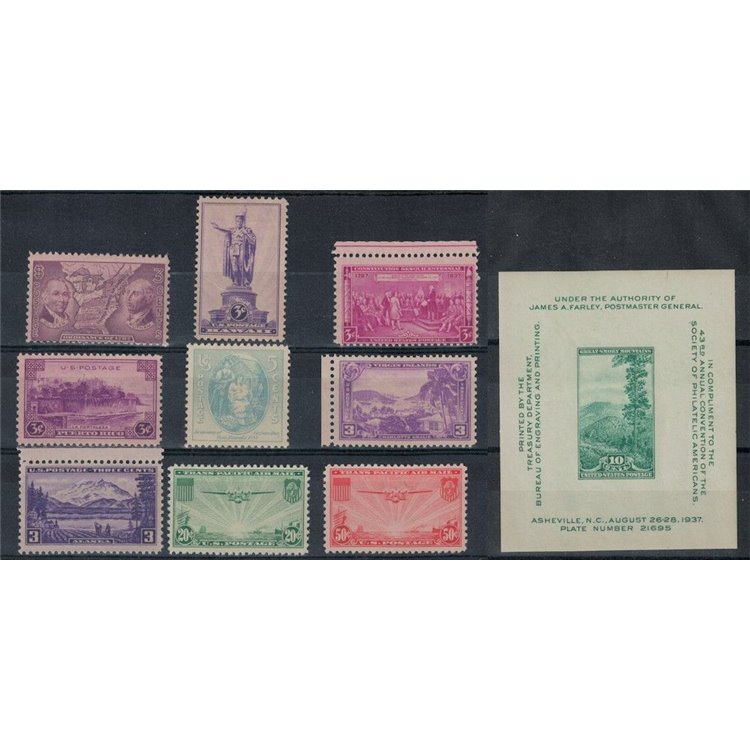 USA 1937 Annata completa 9v + 1 BF MH*