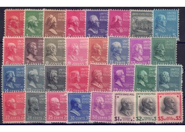 USA 1938-43 Large Presidential Series 32v MNH**