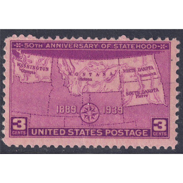 USA 1939 Admission North and South Dakota, Montana and Washington MNH**