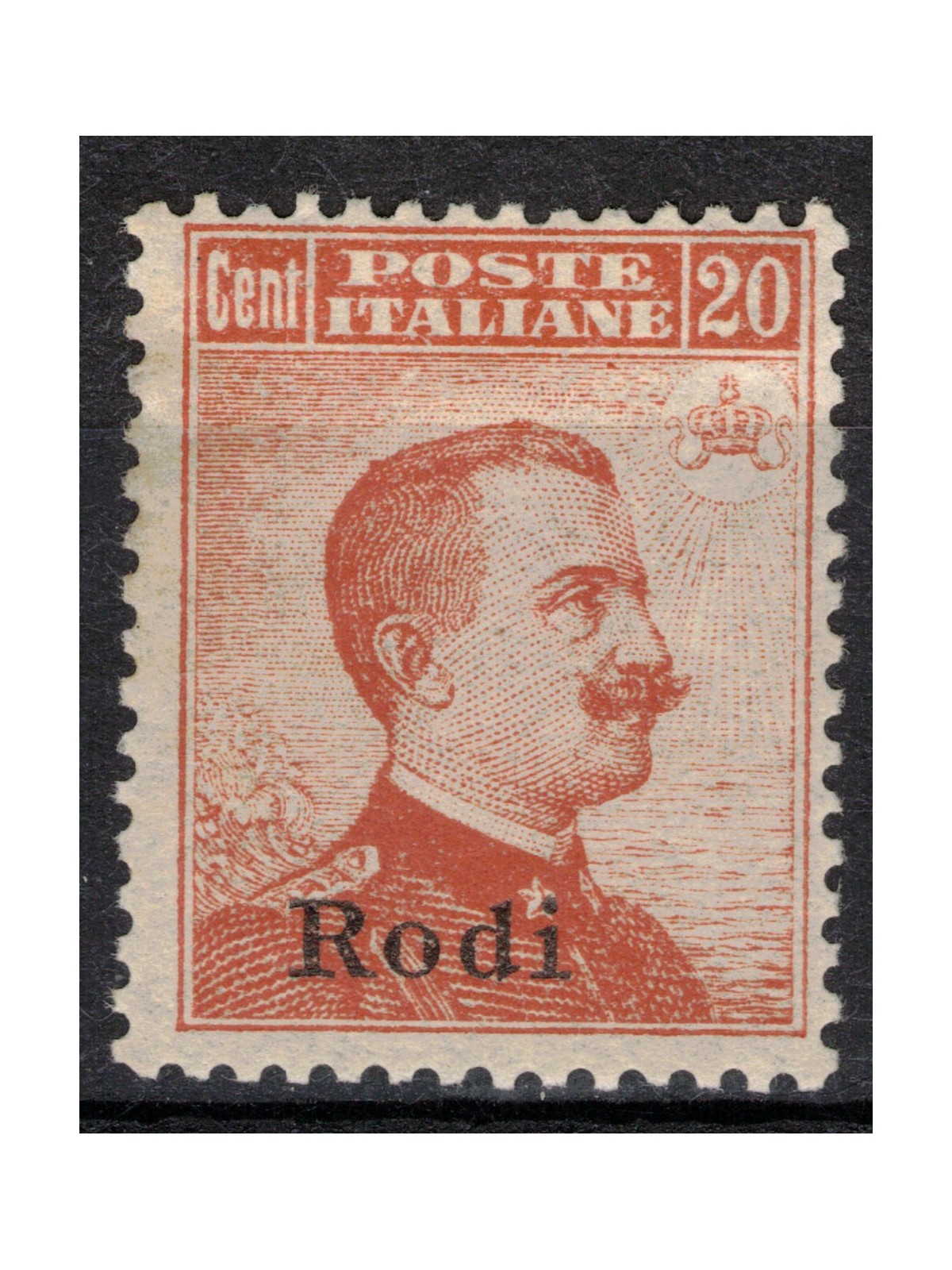 EGEO RODI 1917 20c arancio senza filigrana MNH**