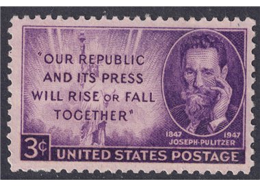 USA 1947 Joseph Pulitzer MNH**