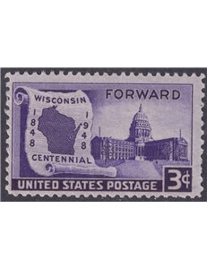 USA 1948 Wisconsin Admission MNH**