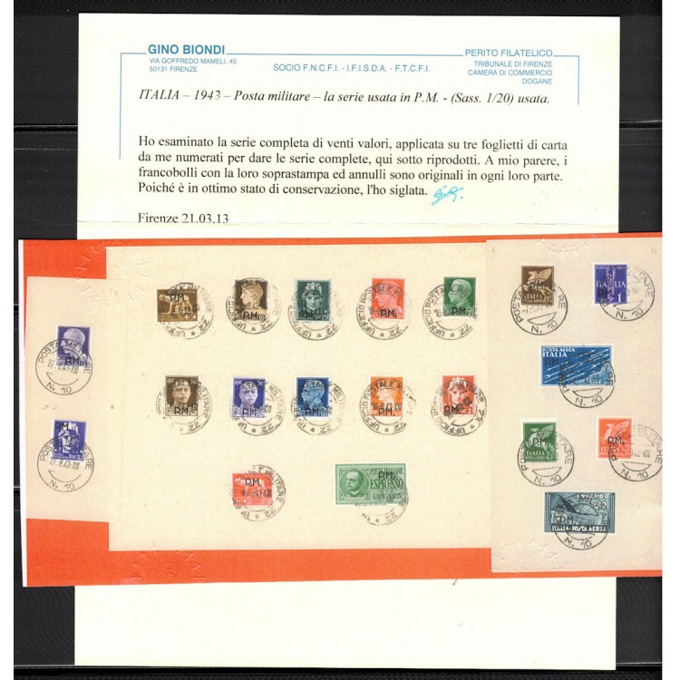ITALIA REGNO 1943 Posta militare 20v us ©