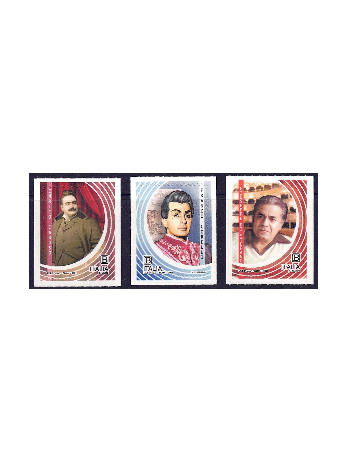 ITALIA 2021 Spettacolo (Caruso, Corelli e Di Stefano) 3v MNH**