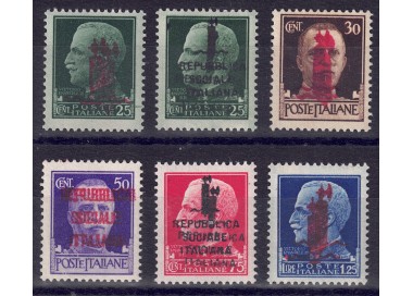 ITALIA RSI 1944 Varietà Serie Imperiale (doppia soprastampa) 6v MNH** ©