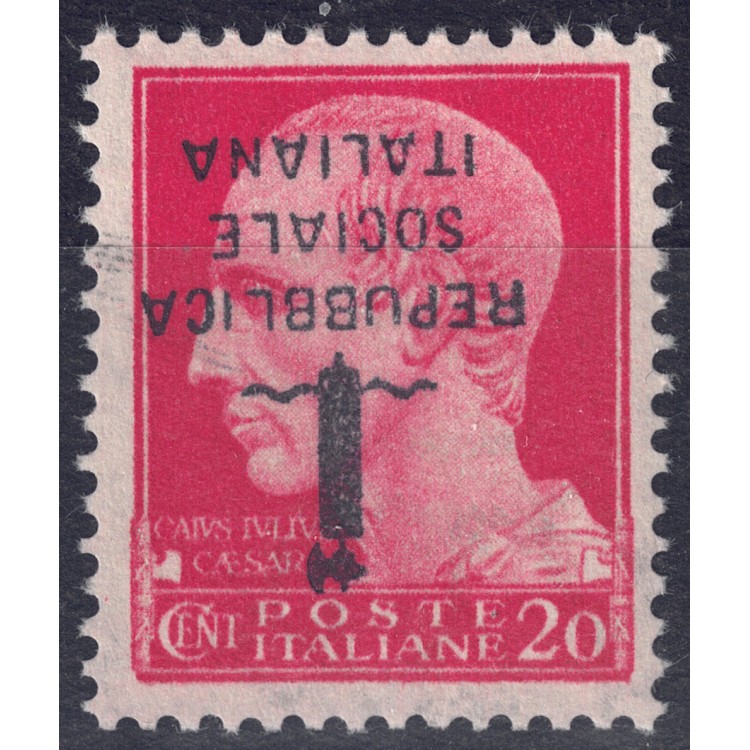 ITALY RSI 1944 Variety 20c Imperial (reversed overprint) MNH** ©