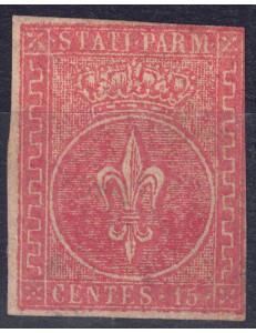 DUCATO DI PARMA 1853 Giglio borbonico (15c vermiglio) MH* ©
