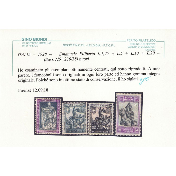 ITALIA REGNO 1928 Emanuele Filiberto 10v MNH** ©