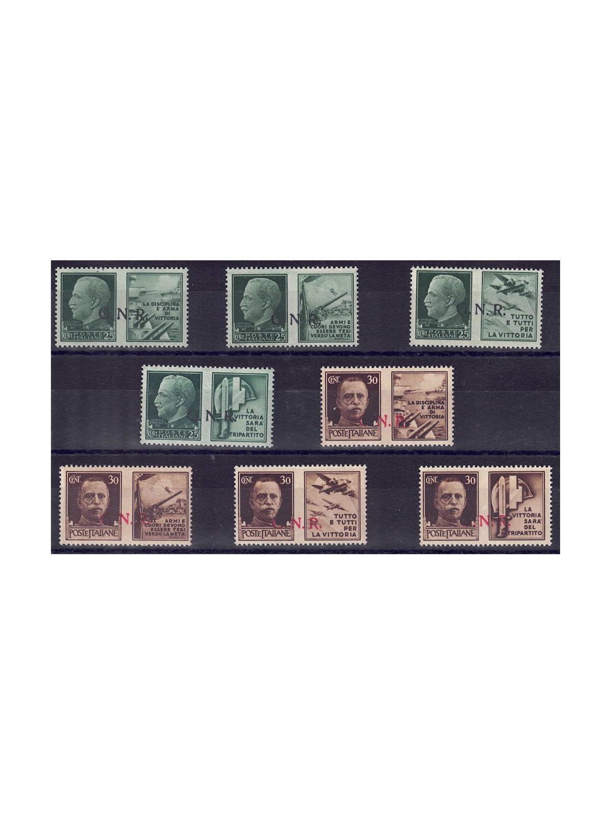ITALIA RSI 1944 Propaganda di guerra GNR (Errore di colore) 8v MNH** ©